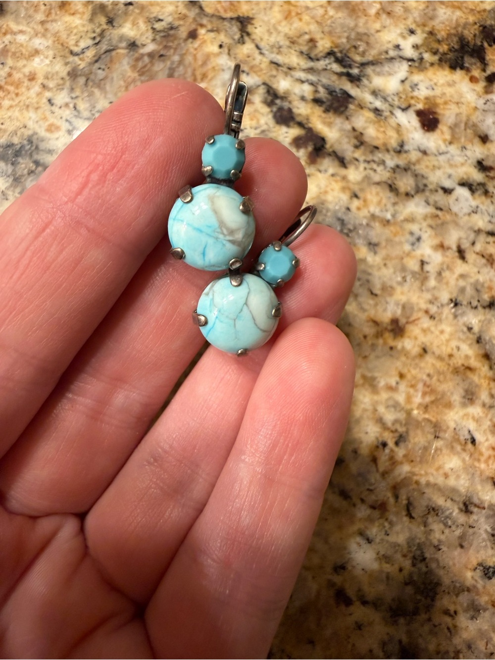 Mariana Turquoise Blue Round Drop Earrings